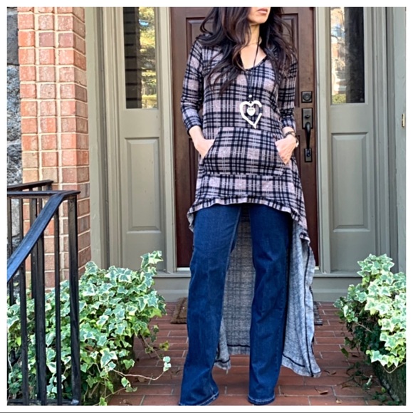 ✨LAST ONE✨Hi/low  plaid side pocket hooded dress - Picture 5 of 8